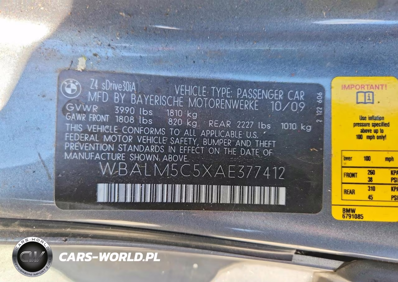 2010 BMW Z4 Sdrive30I VIN:WBALM5C5XAE377412 - 12