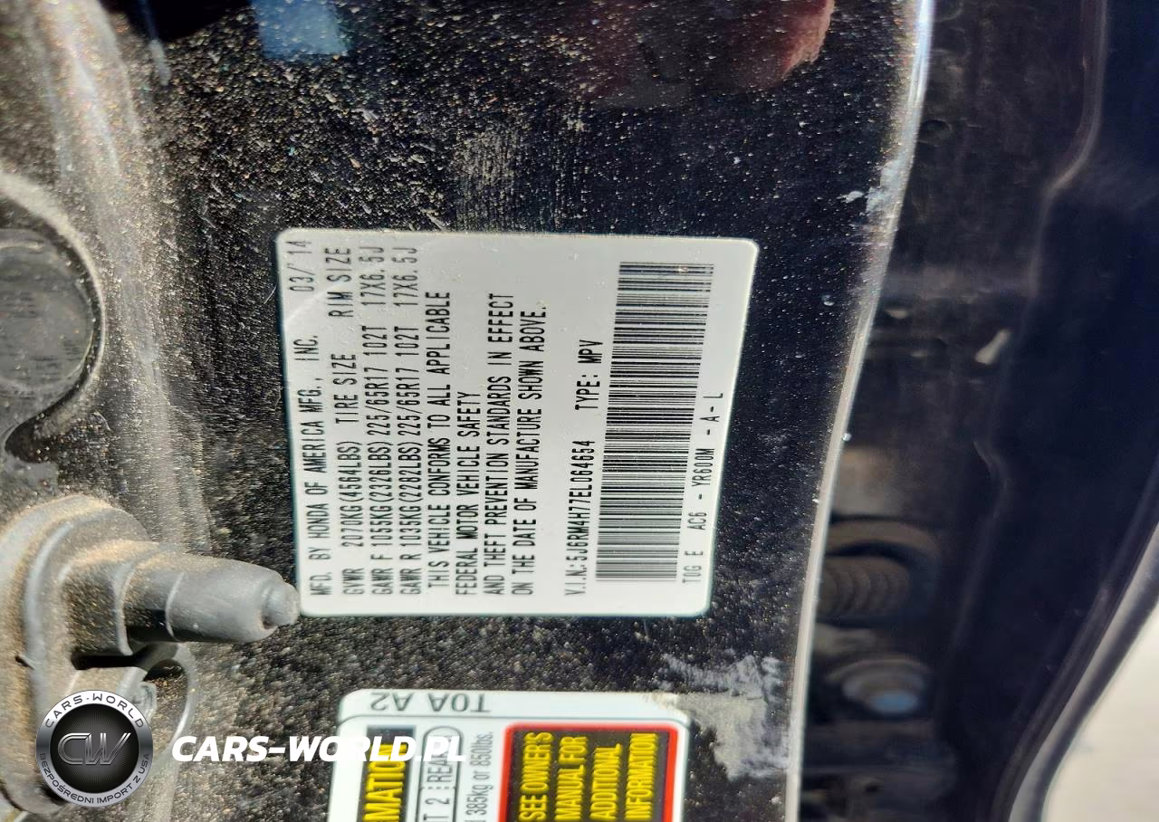 2014 Honda Cr-V Exl VIN:5J6RM4H77EL064654 - 13
