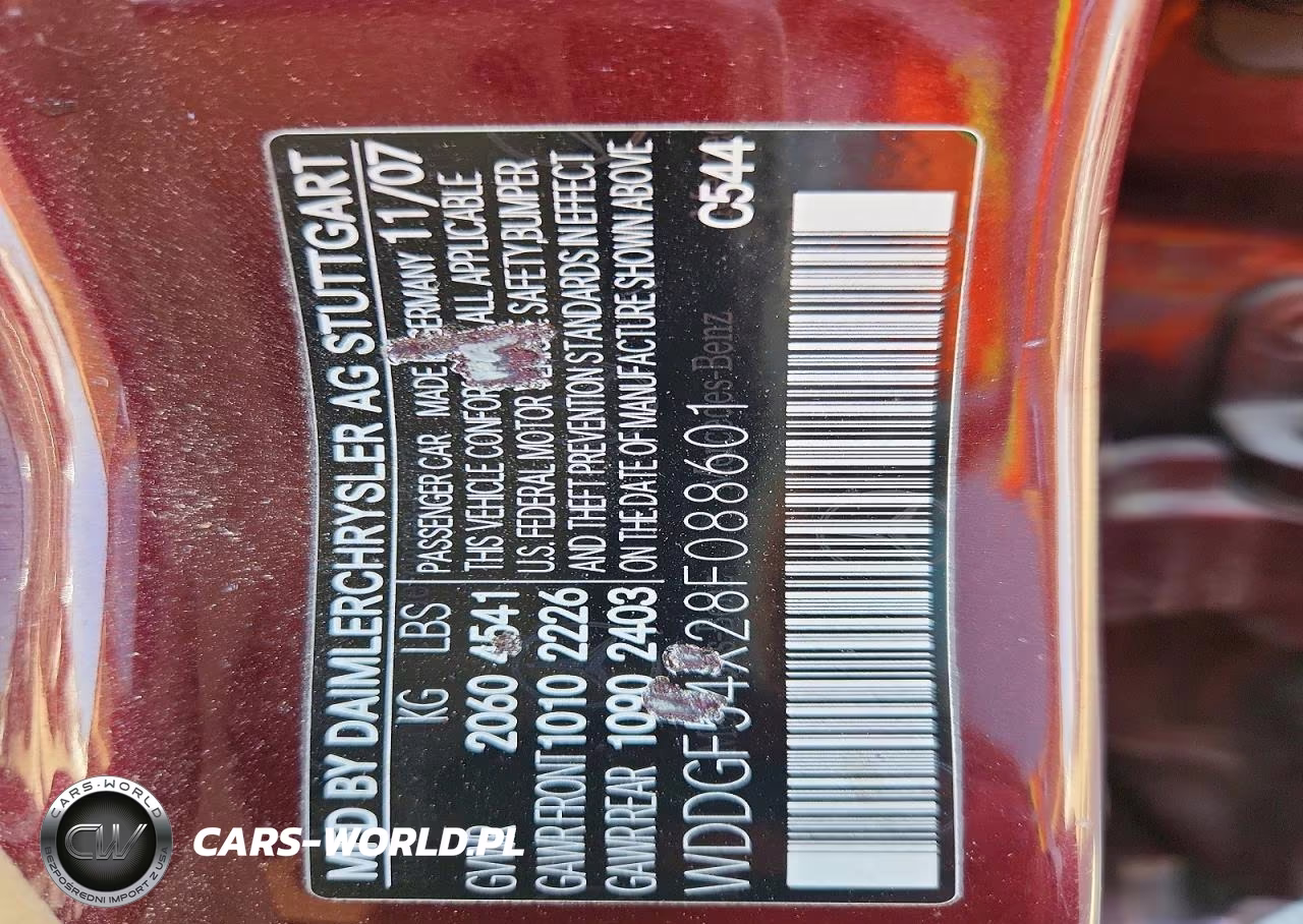 2008 Mercedes-Benz C 300 VIN:WDDGF54X28F088601 - 12