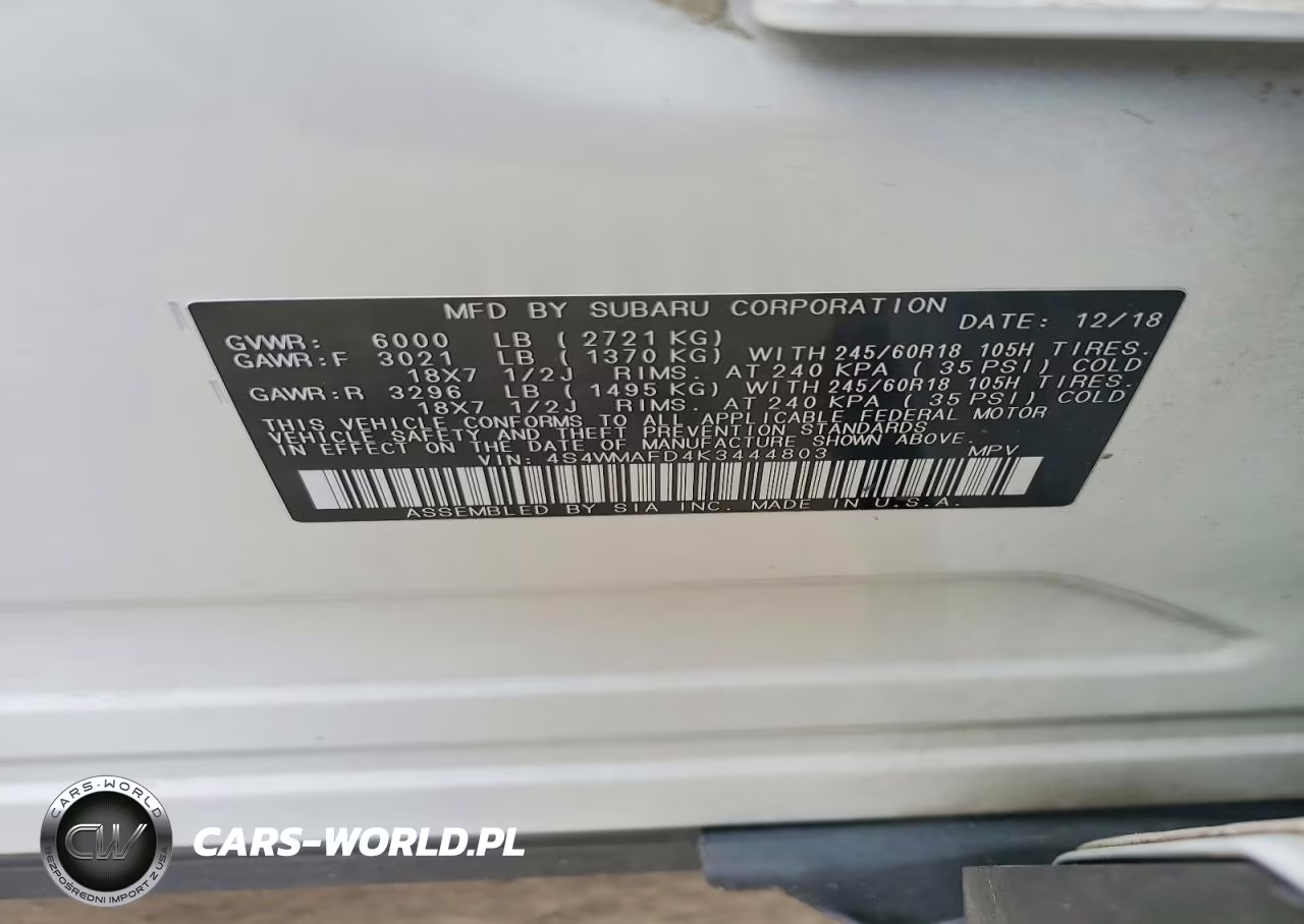 2019 Subaru Ascent Premium VIN:4S4WMAFD4K3444803 - 13