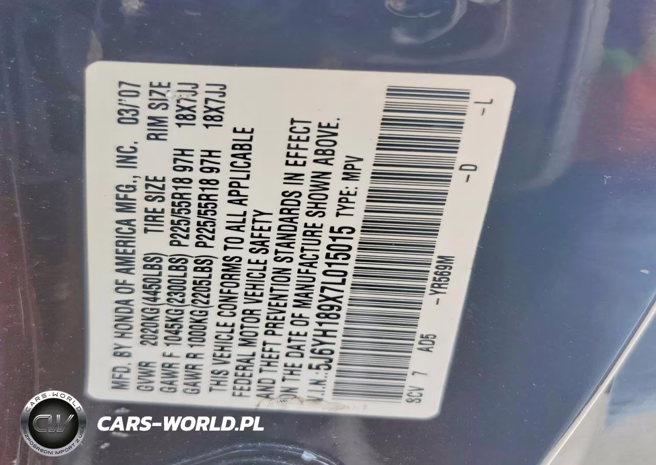 2007 Honda Element Sc VIN:5J6YH189X7L015015 - 13