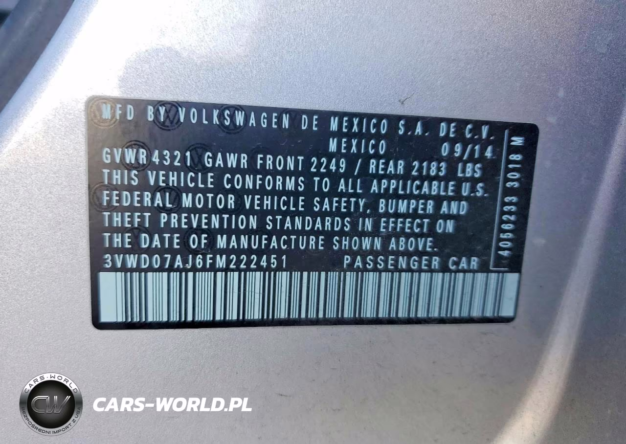 2015 Volkswagen Jetta Se VIN:3VWD07AJ6FM222451 - 12