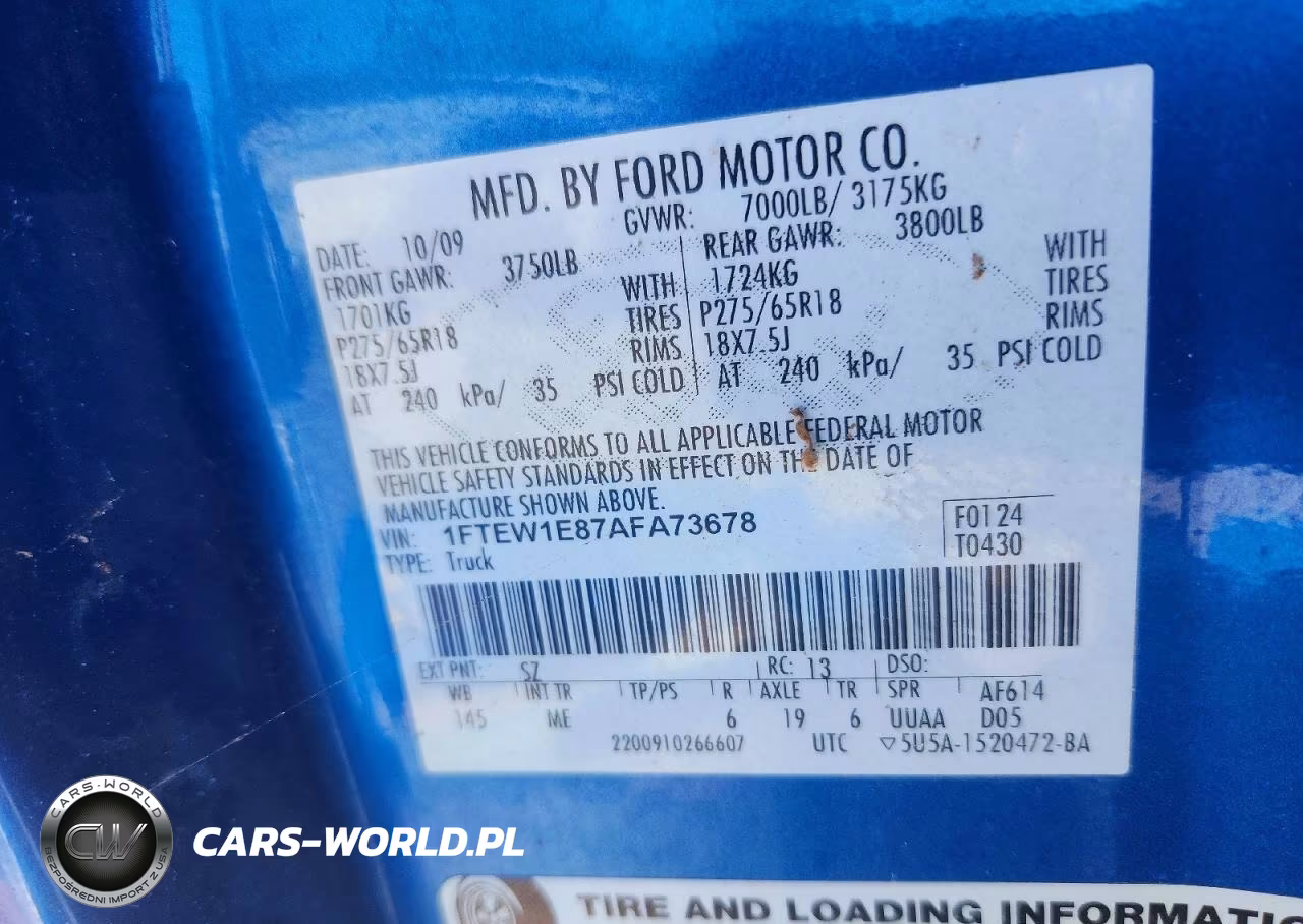 2010 Ford F150 Supercrew VIN:1FTEW1E87AFA73678 - 12