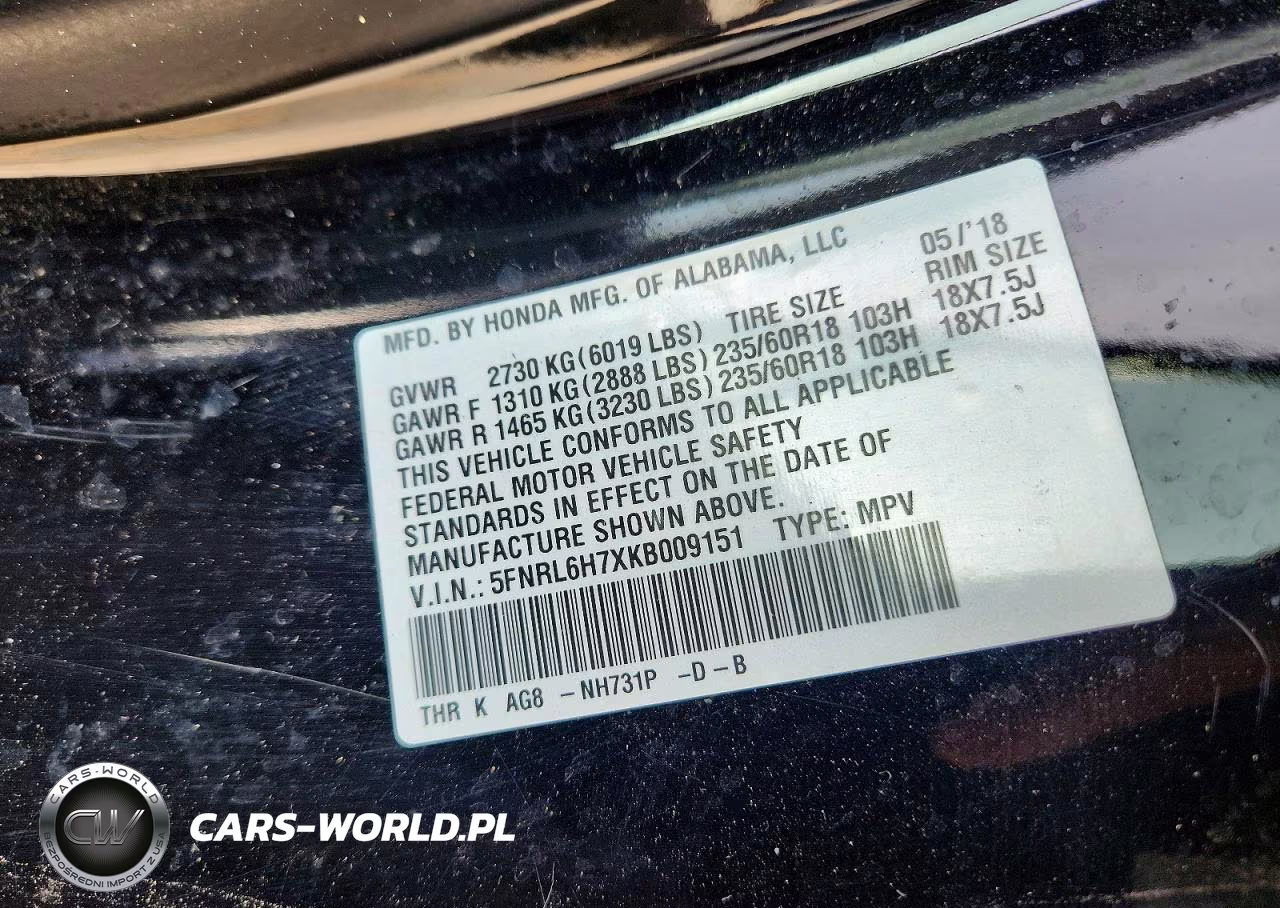 2019 Honda Odyseey VIN:5FNRL6H7XKB009151 - 13