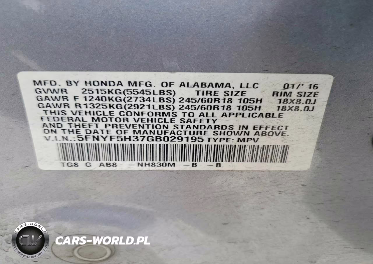 2016 Honda Pilot Ex VIN:5FNYF5H37GB029195 - 13