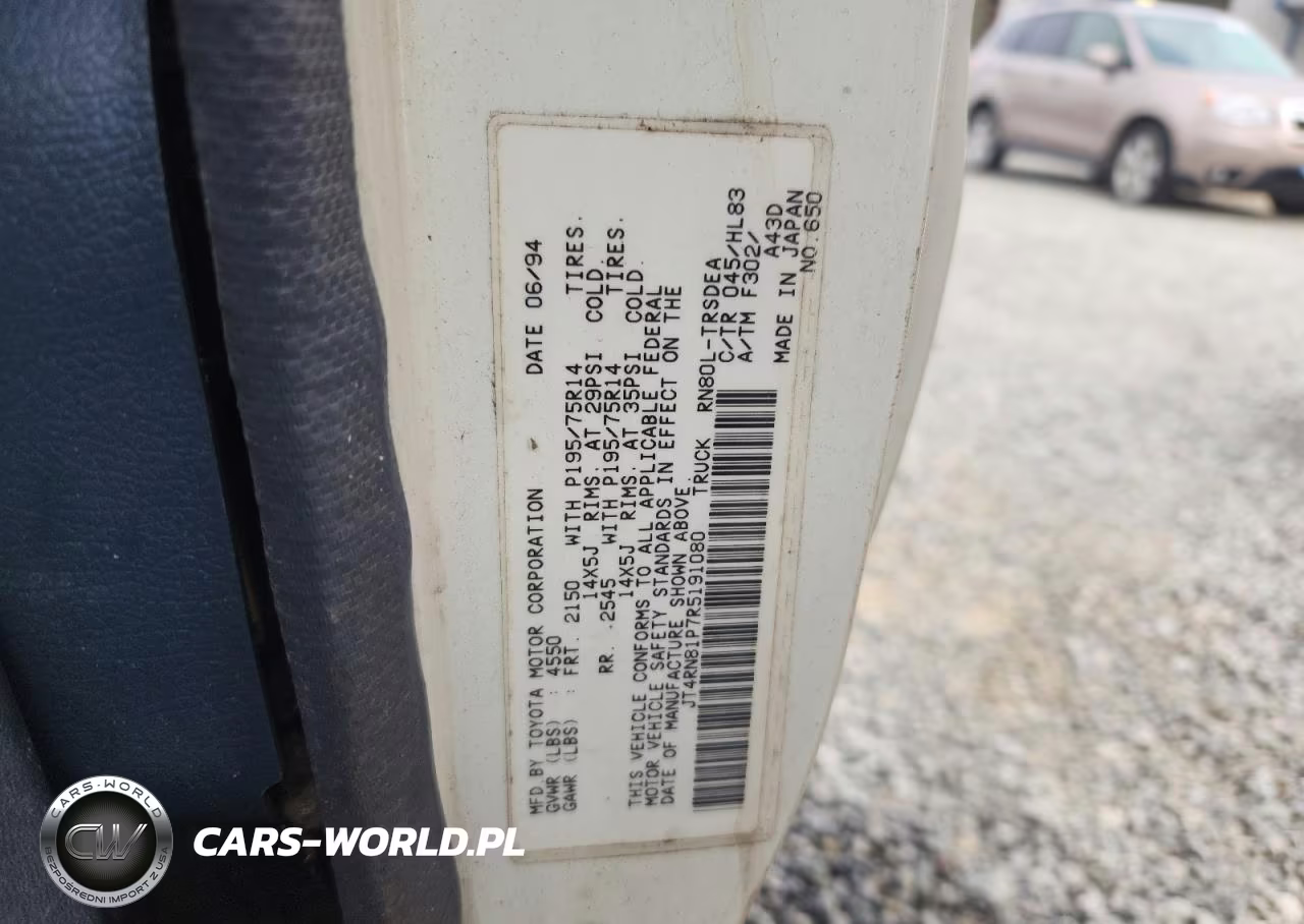 1994 Toyota Pickup Dx VIN:JT4RN81P7R5191080 - 13