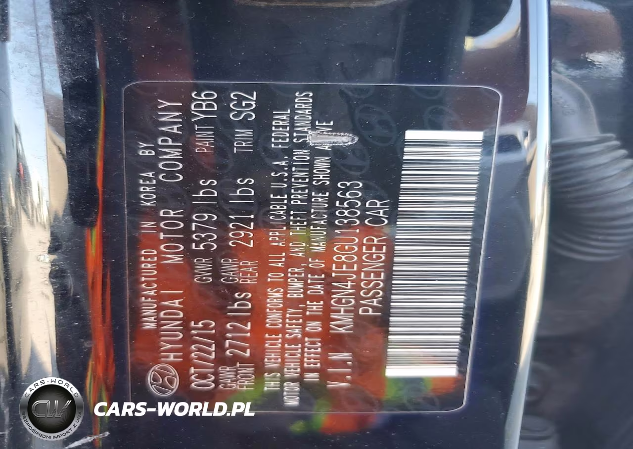 2016 Hyundai Genesis 3.8L VIN:KMHGN4JE8GU138563 - 13