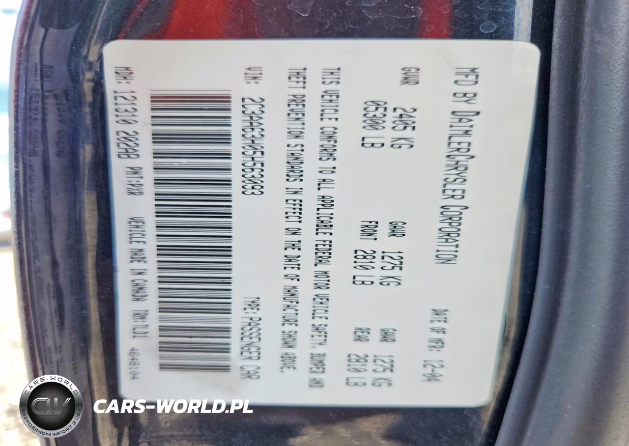 2005 Chrysler 300C VIN:2C3AA63H05H563093 - 12