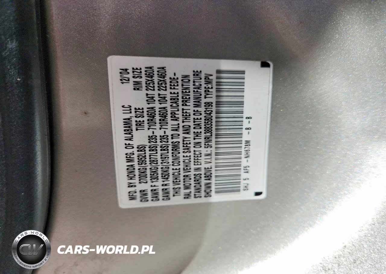 2005 Honda Odyssey Touring VIN:5FNRL38835B043198 - 13