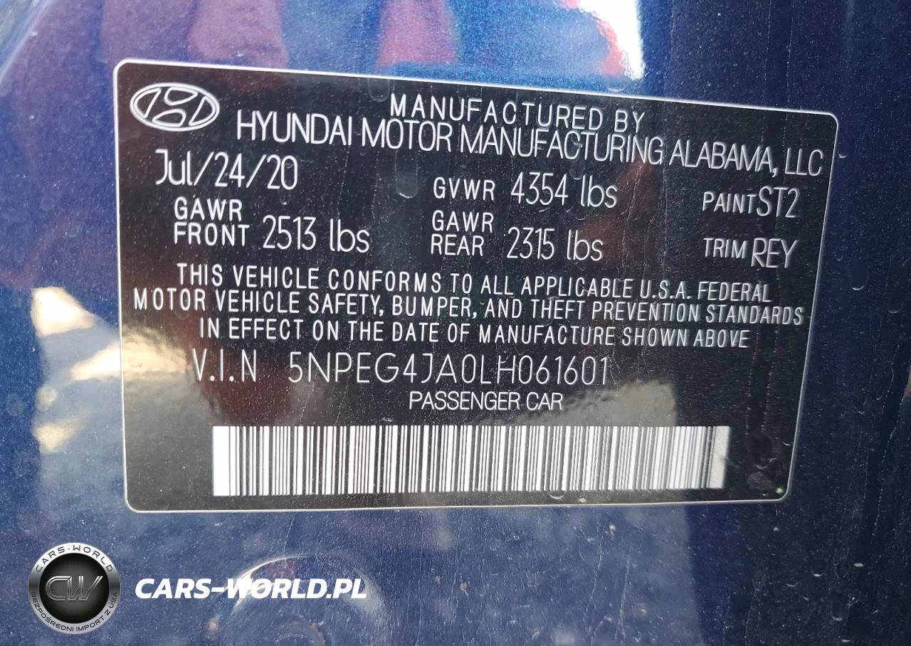 2020 Hyundai Sonata Se VIN:5NPEG4JA0LH061601 - 10