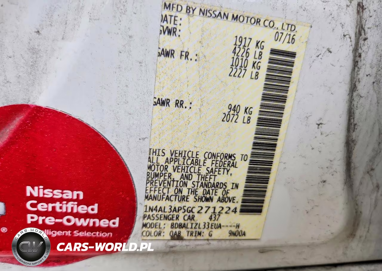 2016 Nissan Altima 2.5 Sv VIN:1N4AL3AP5GC271224 - 12