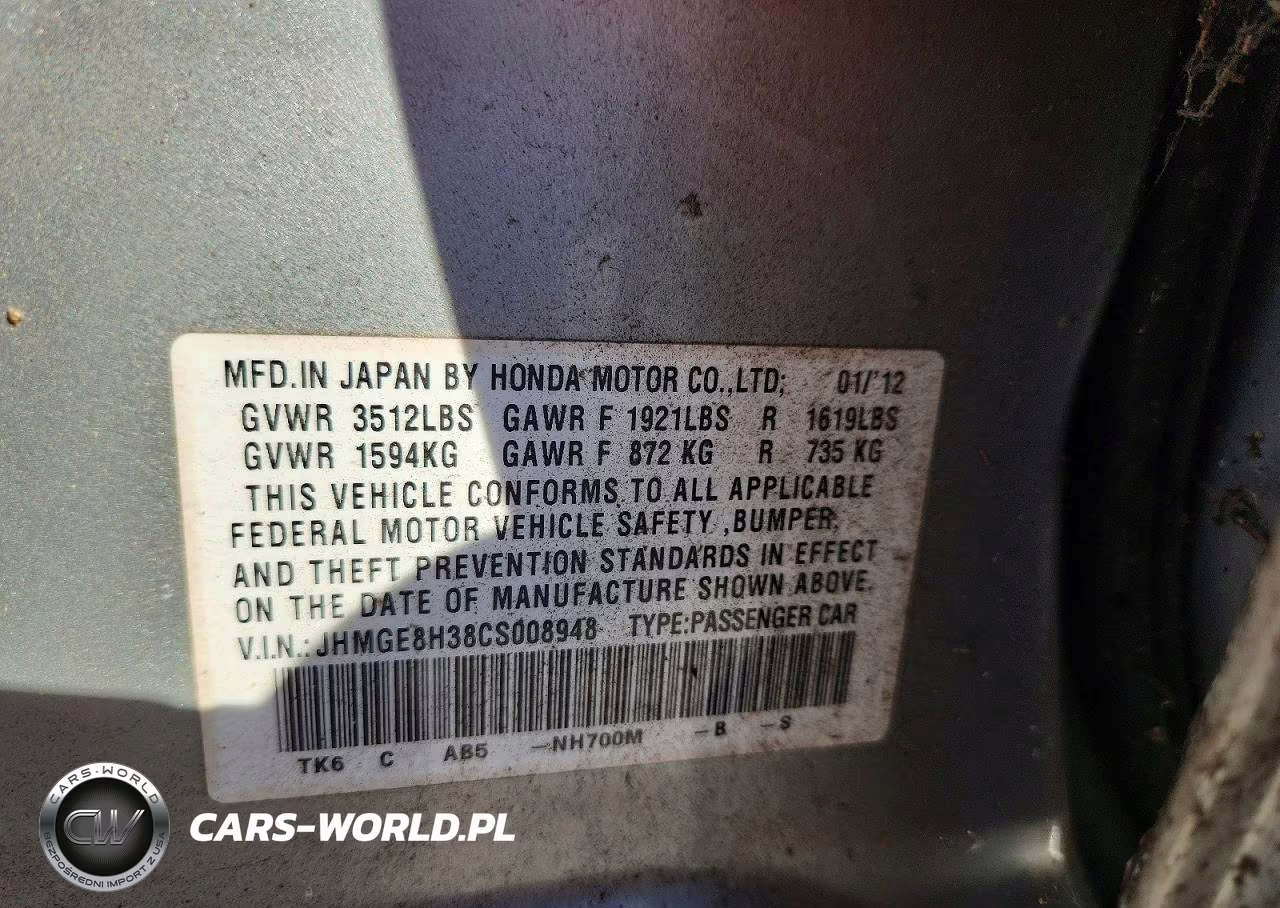 2012 Honda Fit VIN:JHMGE8H38CS008948 - 12