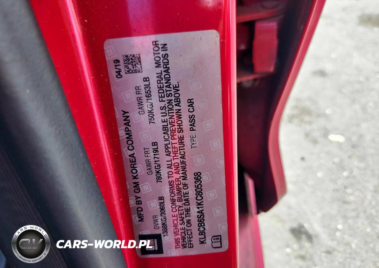 2019 Chevrolet Spark Ls VIN:KL8CB6SA1KC805368 - 12