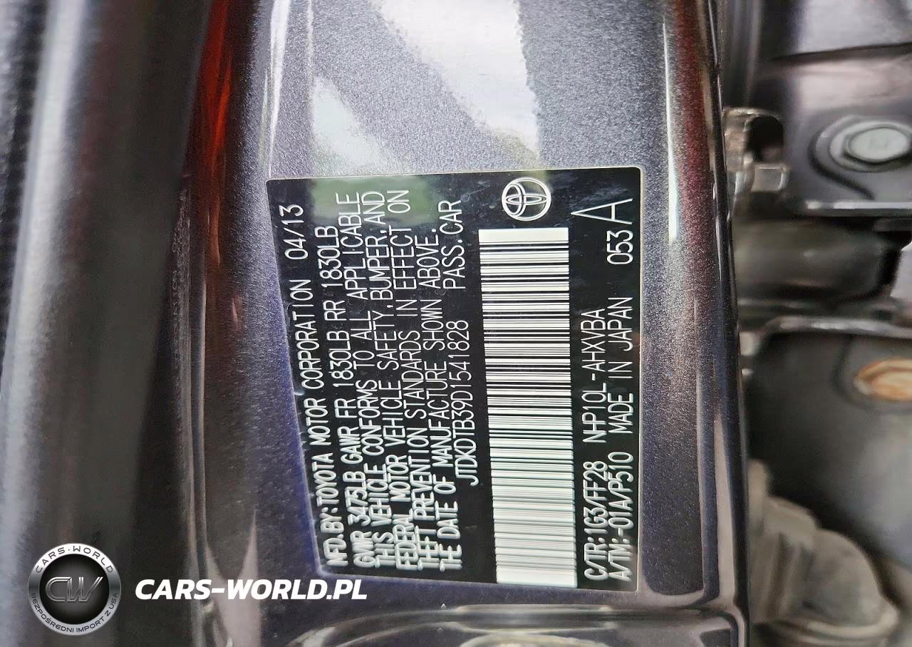 2013 Toyota Prius C Two VIN:JTDKDTB39D1541828 - 12