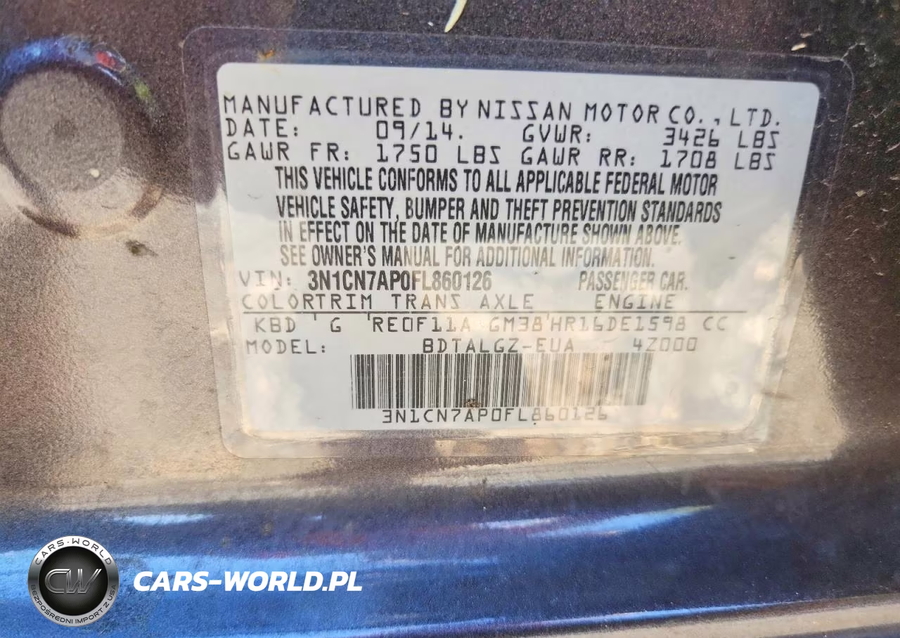 2015 Nissan Versa 1.6 Sl VIN:3N1CN7AP0FL860126 - 12