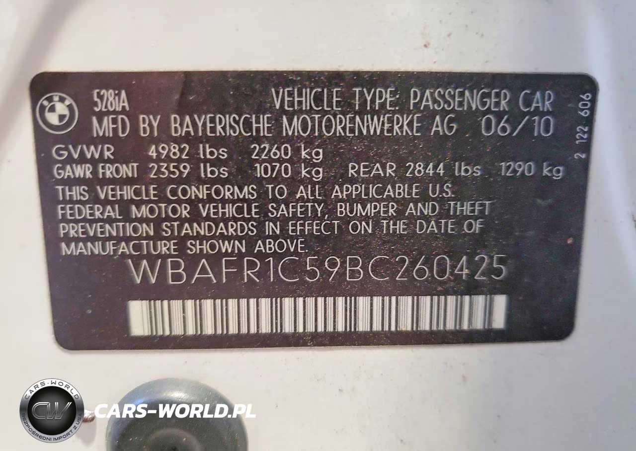 2011 BMW 528 I VIN:WBAFR1C59BC260425 - 13
