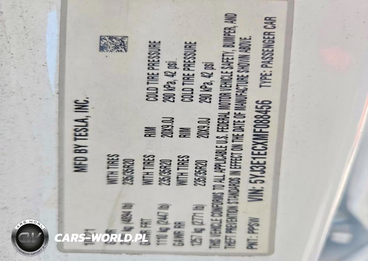 2021 Tesla Model 3 VIN:5YJ3E1ECXMF088456 - 12