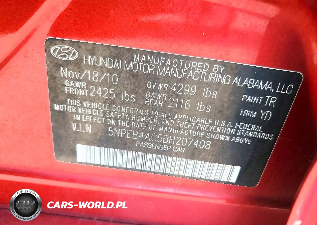 2011 Hyundai Sonata Gls VIN:5NPEB4AC5BH207408 - 12