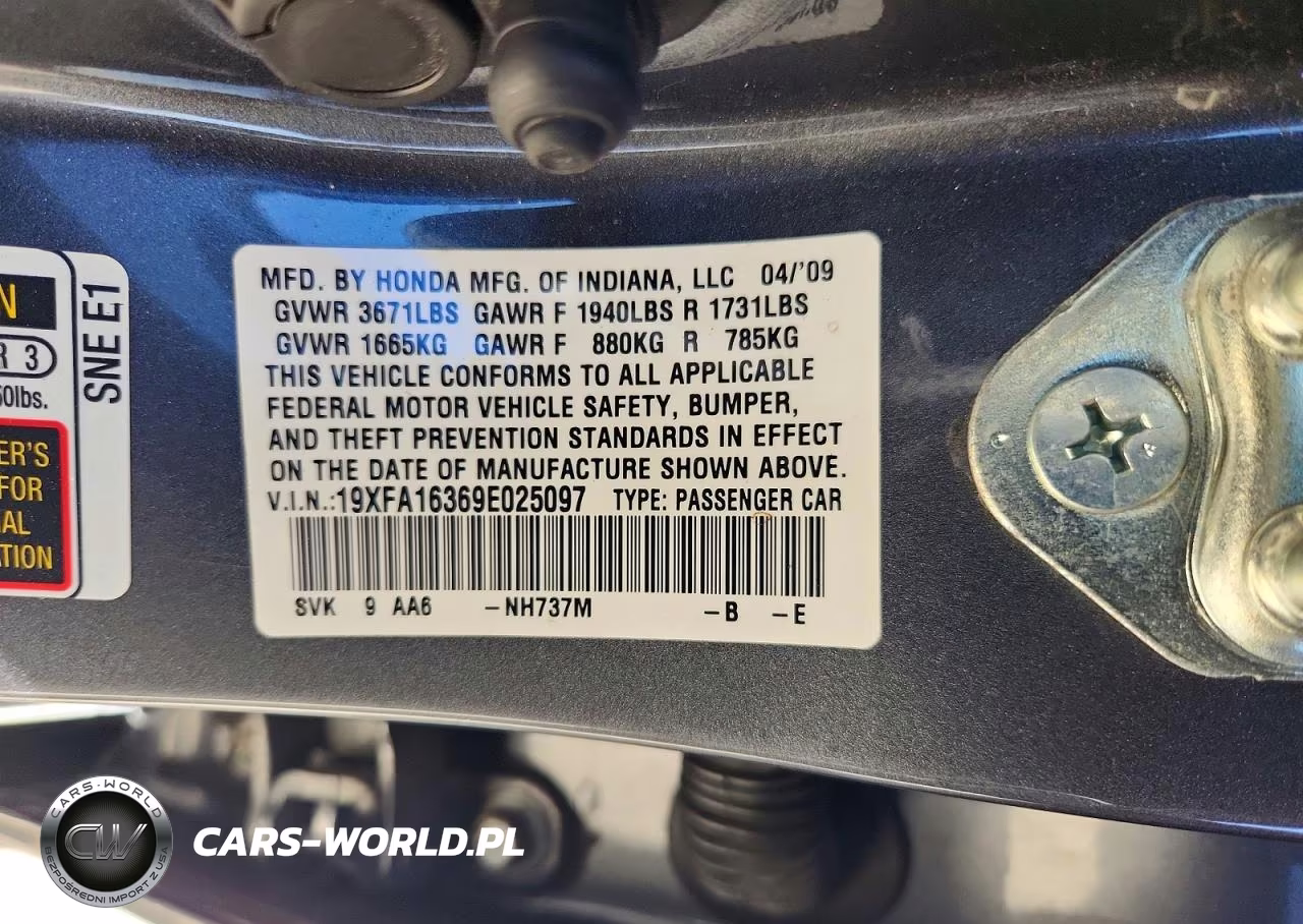 2009 Honda Civic Vp VIN:19XFA16369E025097 - 12
