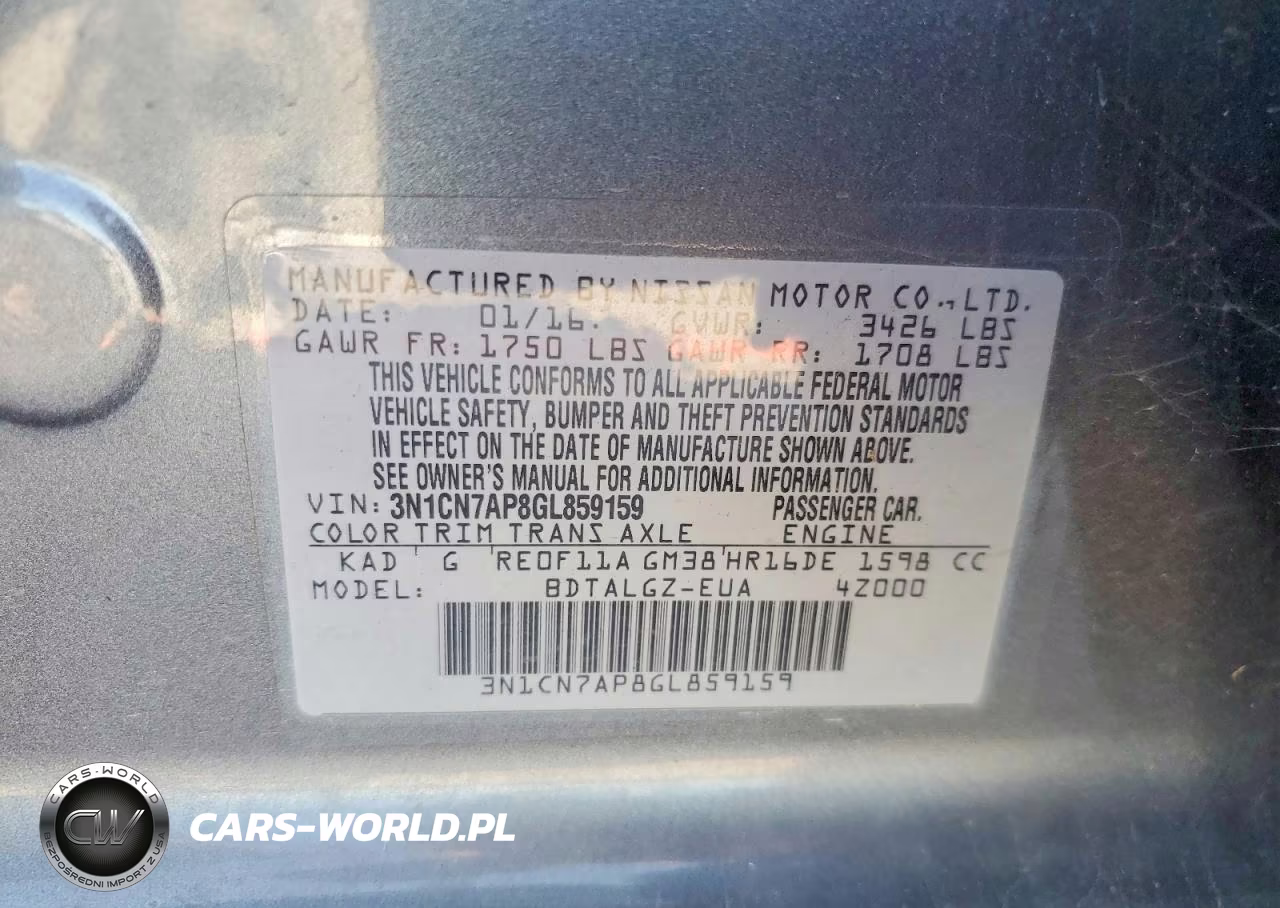 2016 Nissan Versa 1.6 Sl VIN:3N1CN7AP8GL859159 - 12