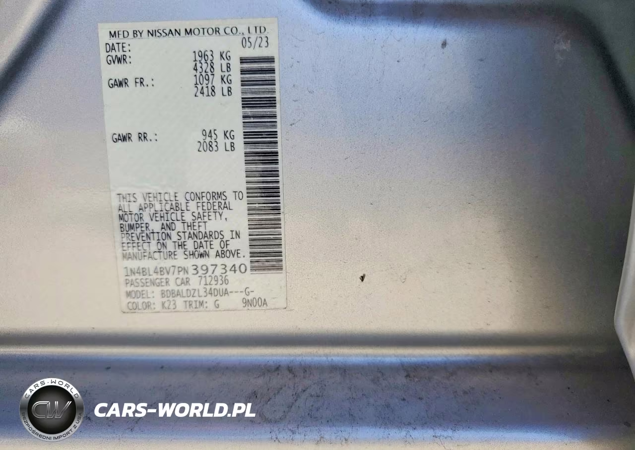 2023 Nissan Altima S VIN:1N4BL4BV7PN397340 - 12