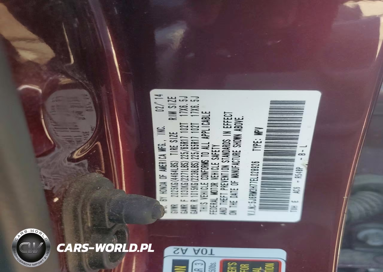 2014 Honda Cr-V Exl VIN:5J6RM3H77EL028926 - 12