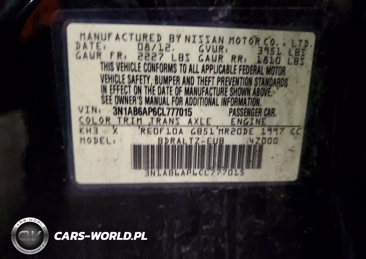 2012 Nissan Sentra 2.0 VIN:3N1AB6AP6CL777015 - 12