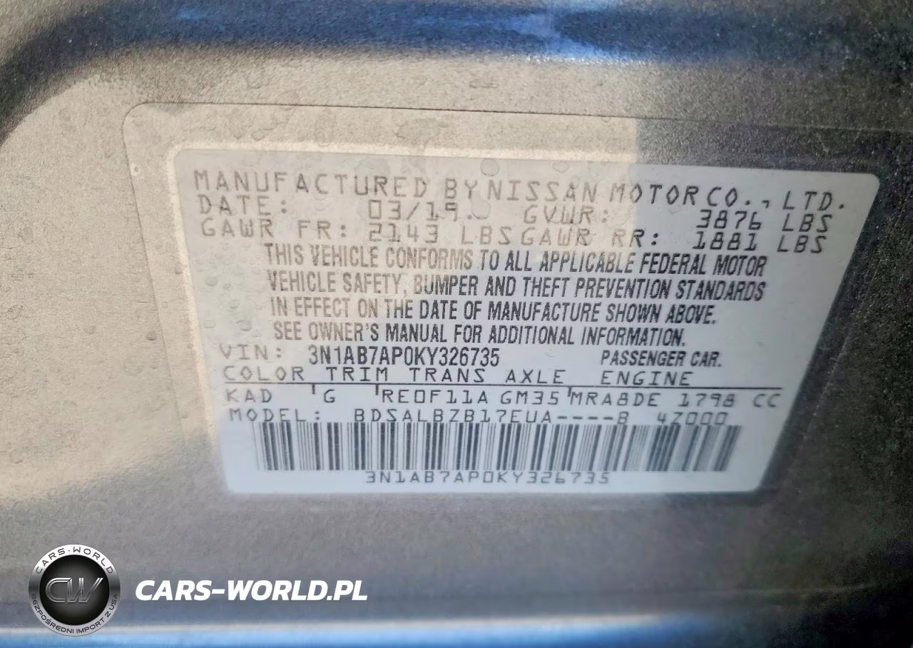 2019 Nissan Sentra S VIN:3N1AB7AP0KY326735 - 13
