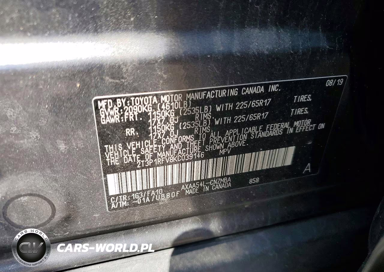 2019 Toyota Rav4 Xle VIN:2T3P1RFV8KC039146 - 13