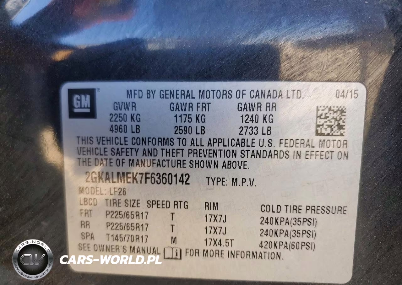 2015 GMC Terrain Sle VIN:2GKALMEK7F6360142 - 12