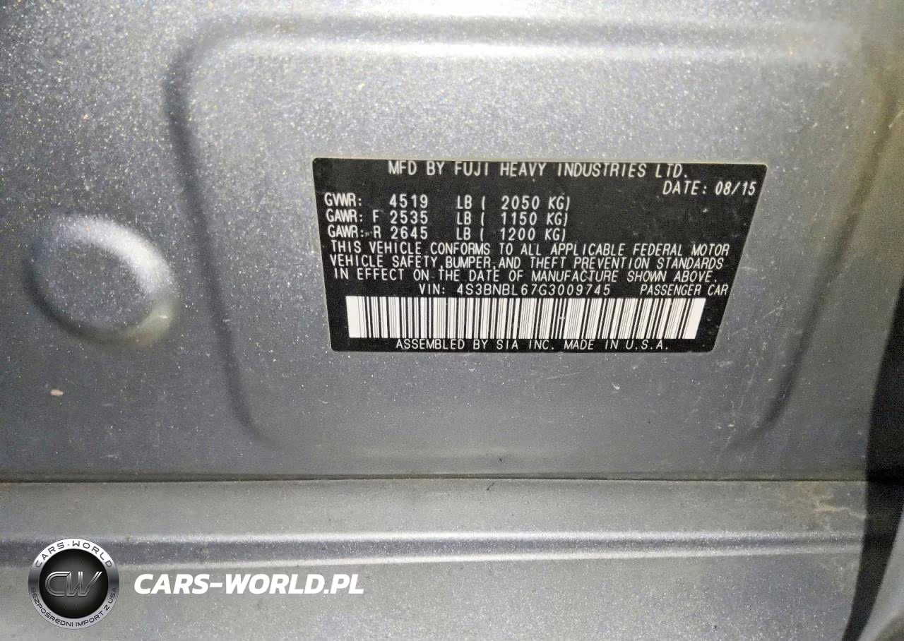 2016 Subaru Legacy 2.5I Limited VIN:4S3BNBL67G3009745 - 12