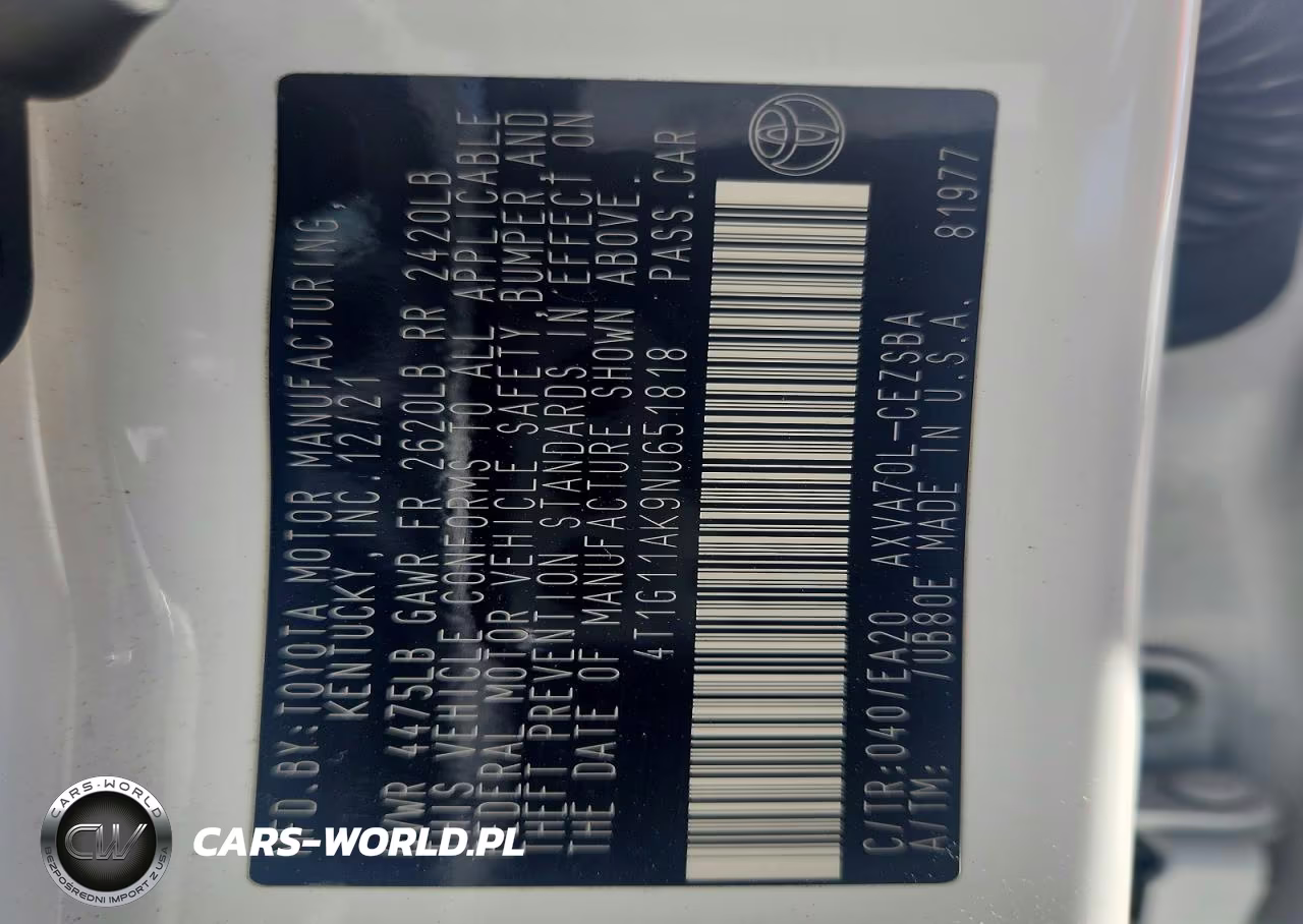 2022 Toyota Camry Se VIN:4T1G11AK9NU651818 - 12