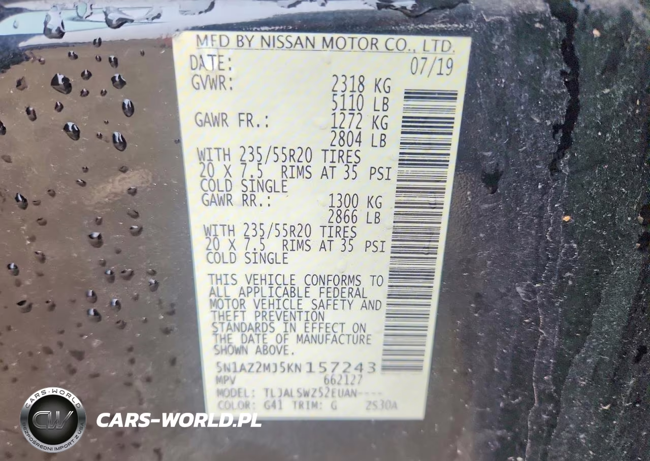 2019 Nissan Murano S VIN:5N1AZ2MJ5KN157243 - 13