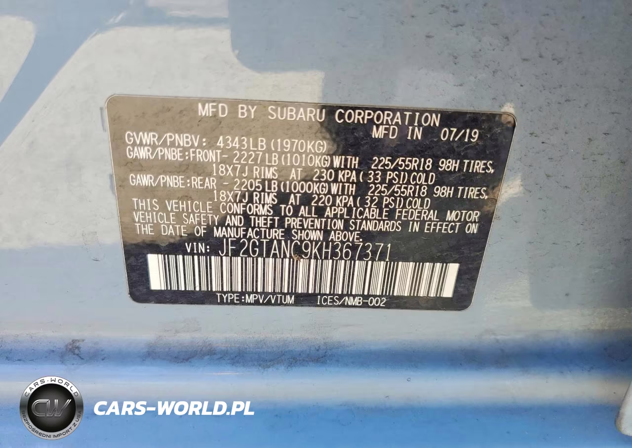 2019 Subaru Crosstrek Limited VIN:JF2GTANC9KH367371 - 13