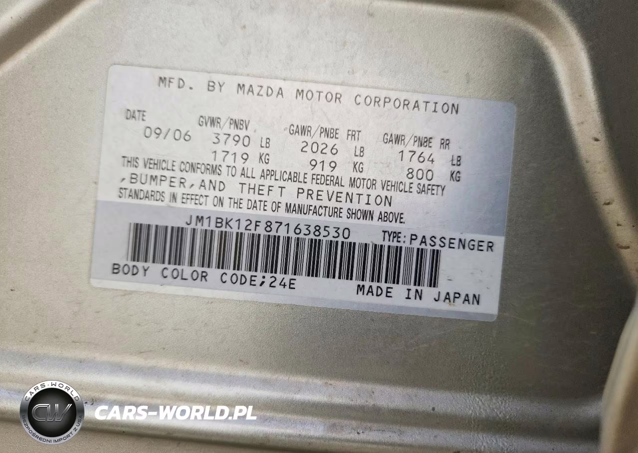 2007 Mazda 3 I VIN:JM1BK12F871638530 - 13