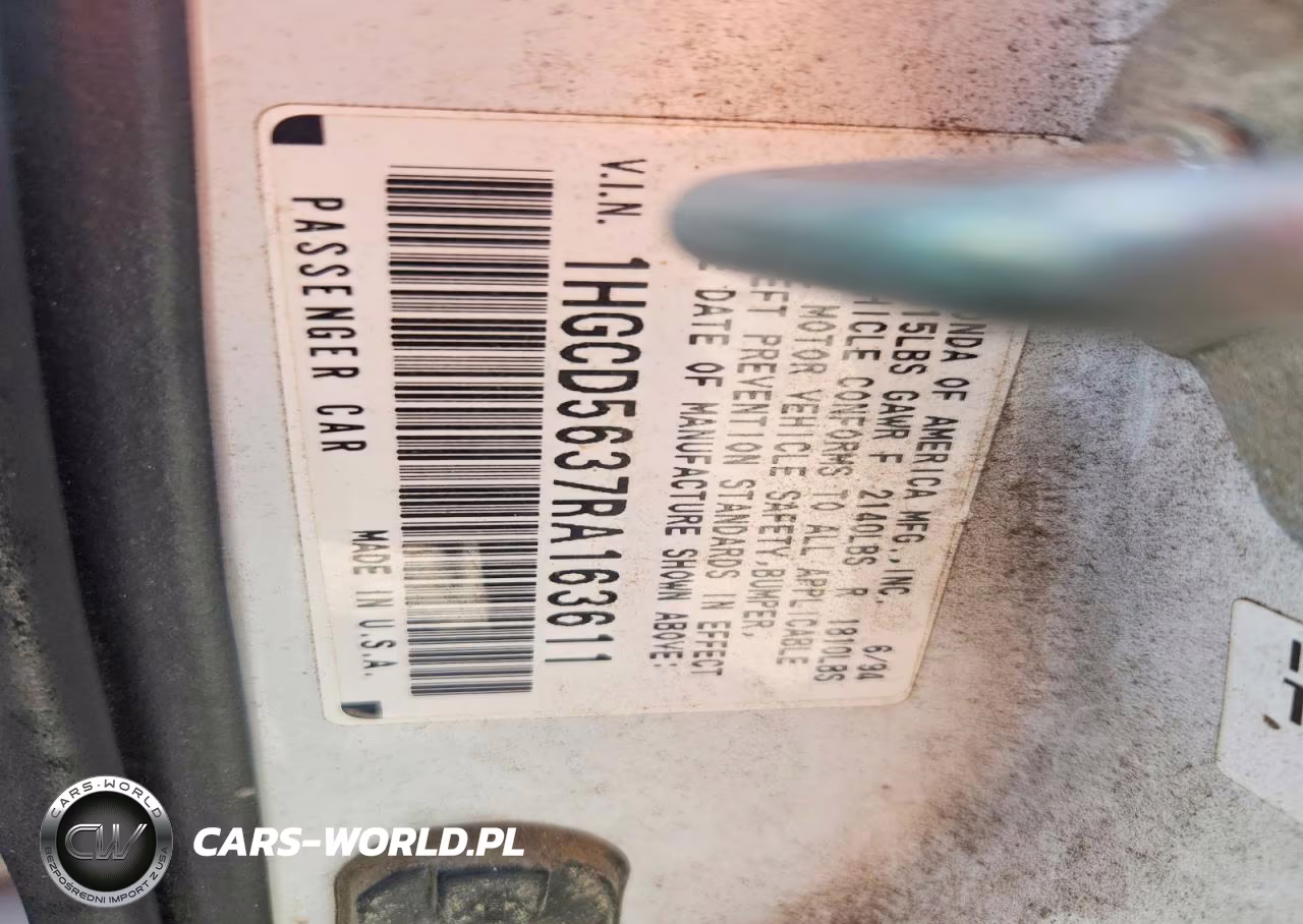 1994 Honda Accord Lx VIN:1HGCD5637RA163611 - 12