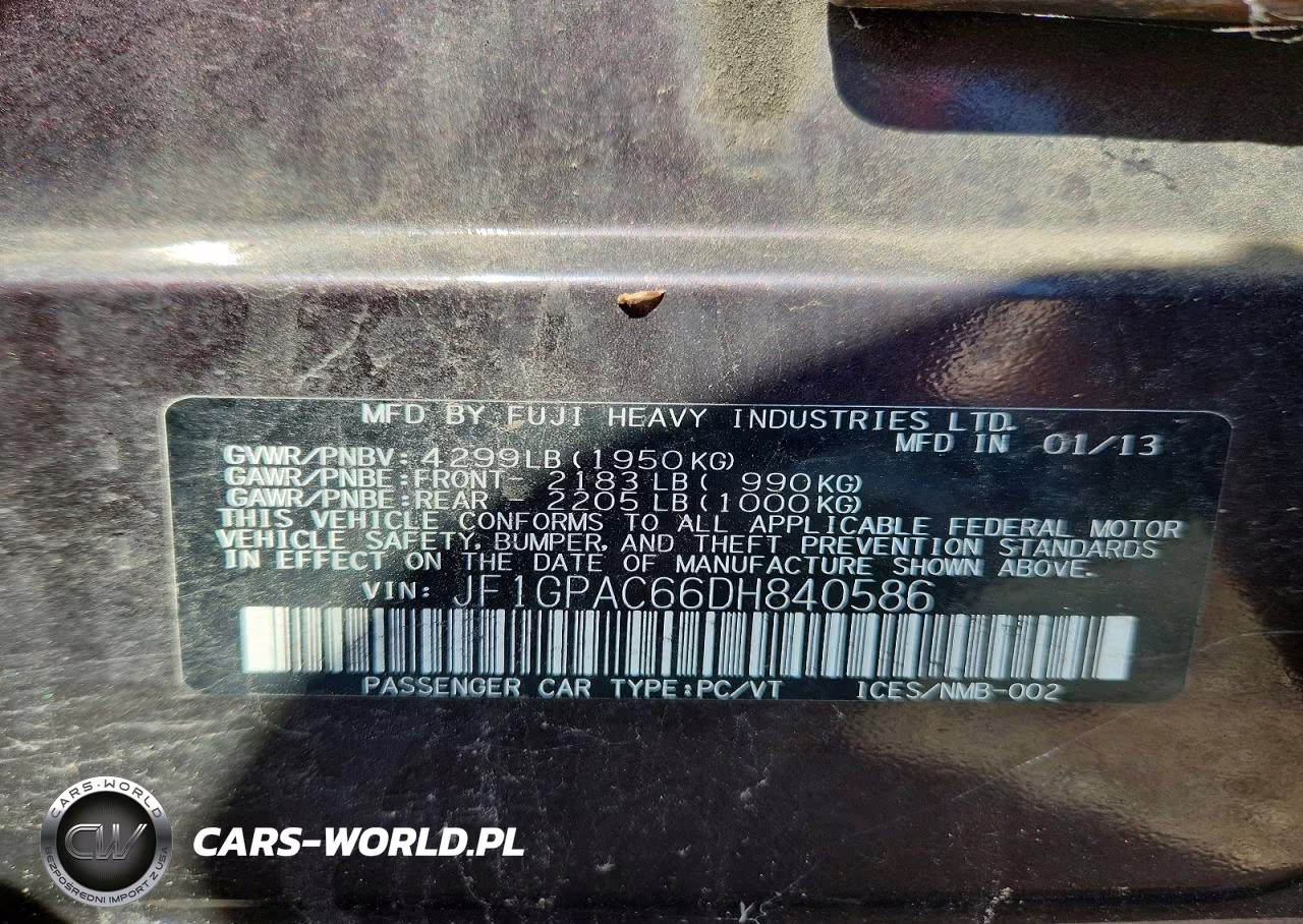2013 Subaru Impreza Premium VIN:JF1GPAC66DH840586 - 12