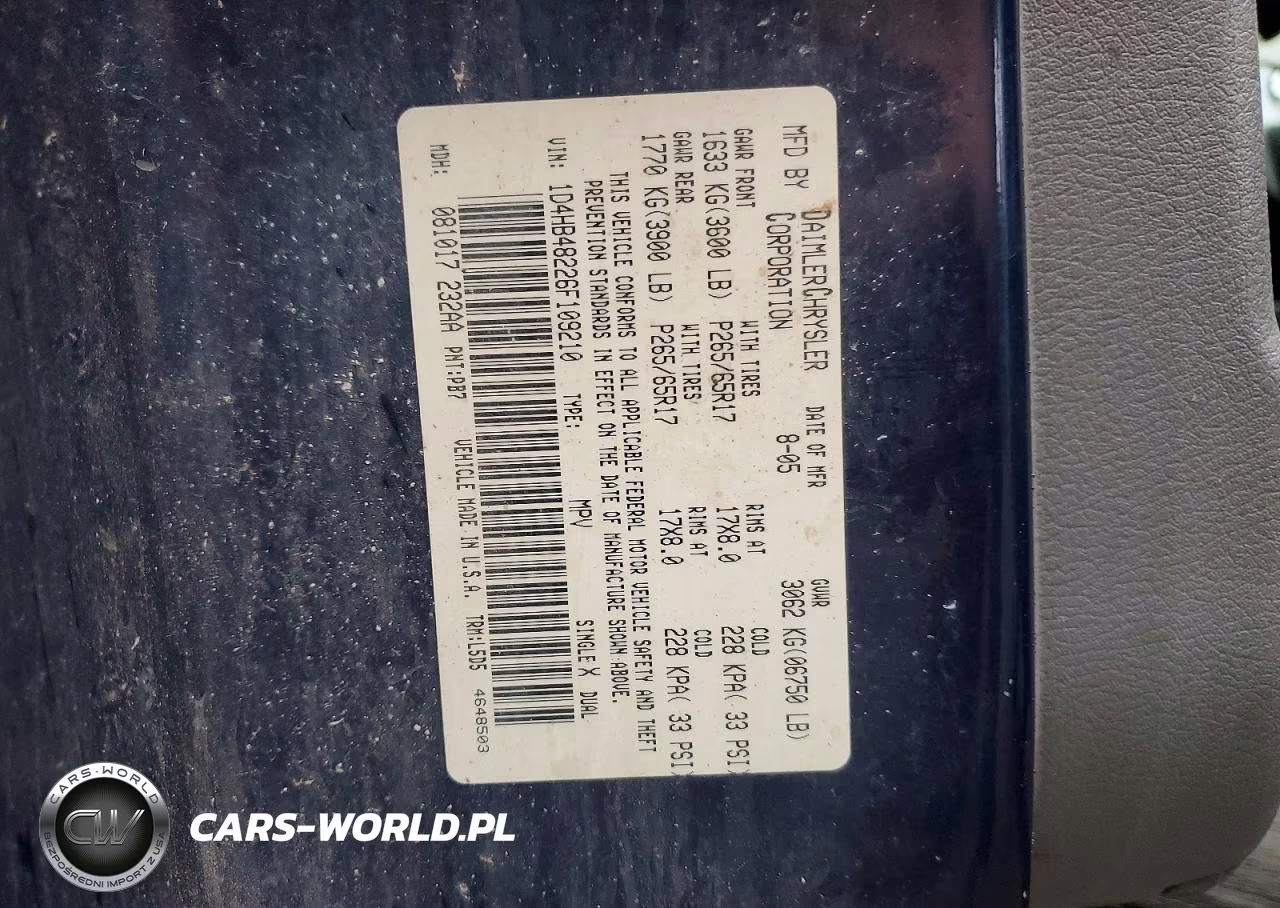2006 Dodge Durango Slt VIN:1D4HB48226F109210 - 13