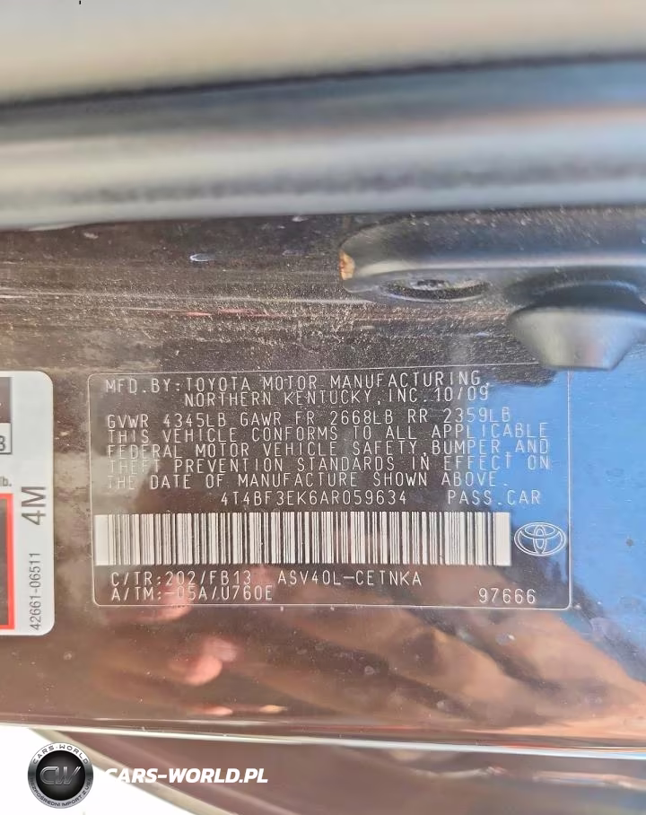 2010 Toyota Camry Le VIN:4T4BF3EK6AR059634 - 12