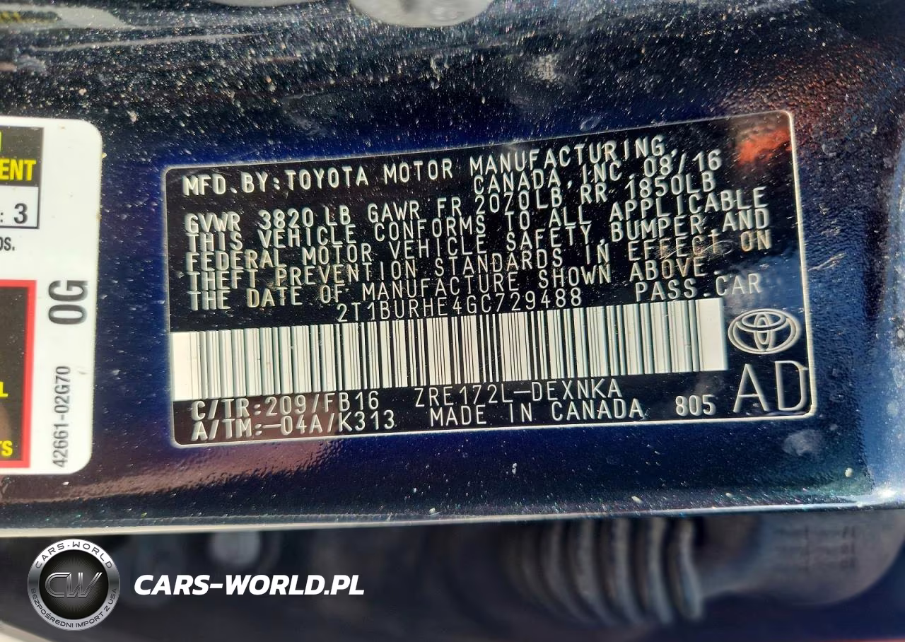 2016 Toyota Corolla Le VIN:2T1BURHE4GC729488 - 12