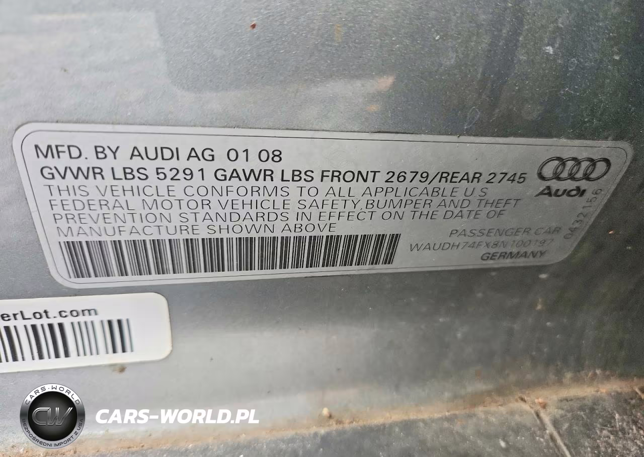 2008 Audi A6 3.2 Quattro VIN:WAUDH74FX8N100197 - 12