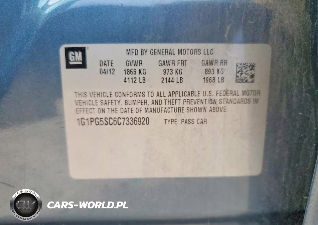 2012 Chevrolet Cruze Lt VIN:1G1PG5SC6C7336920 - 12