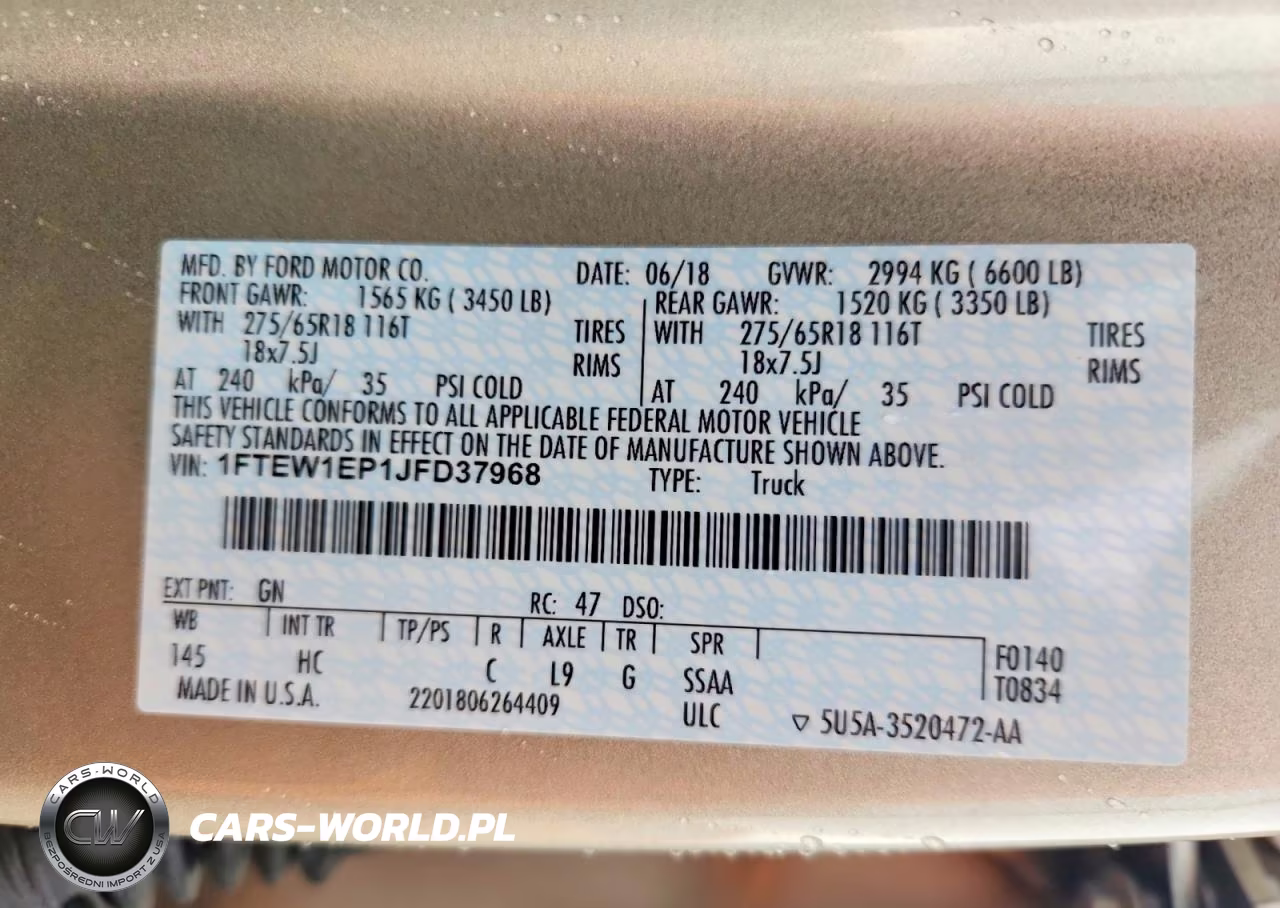 2018 Ford F150 Supercrew VIN:1FTEW1EP1JFD37968 - 12