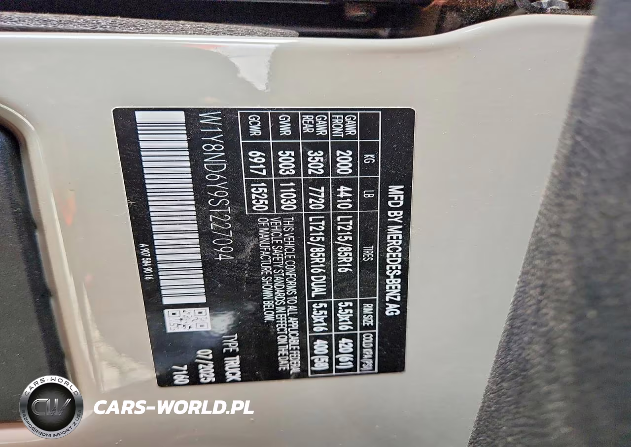2025 Mercedes-Benz Sprinter 3500 VIN:W1Y8ND6Y9ST227094 - 14