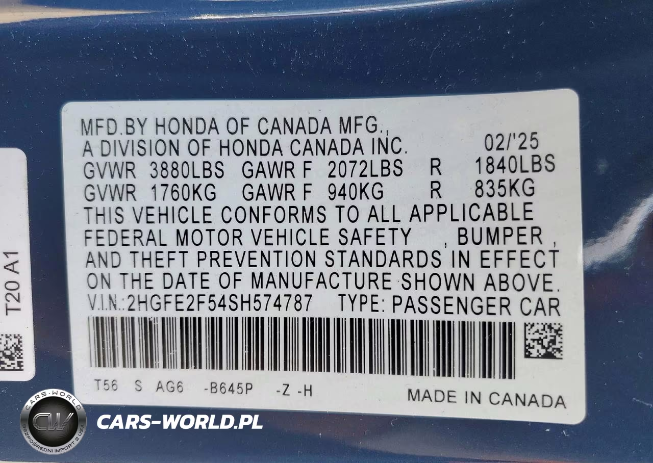 2025 Honda Civic Sport VIN:2HGFE2F54SH574787 - 12