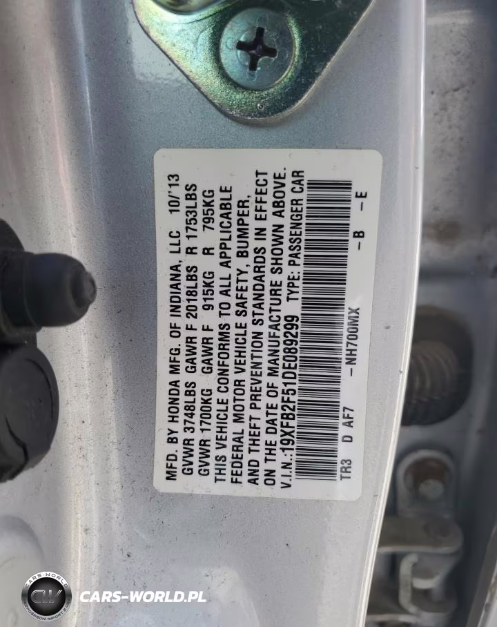 2013 Honda Civic Lx VIN:19XFB2F51DE089299 - 12