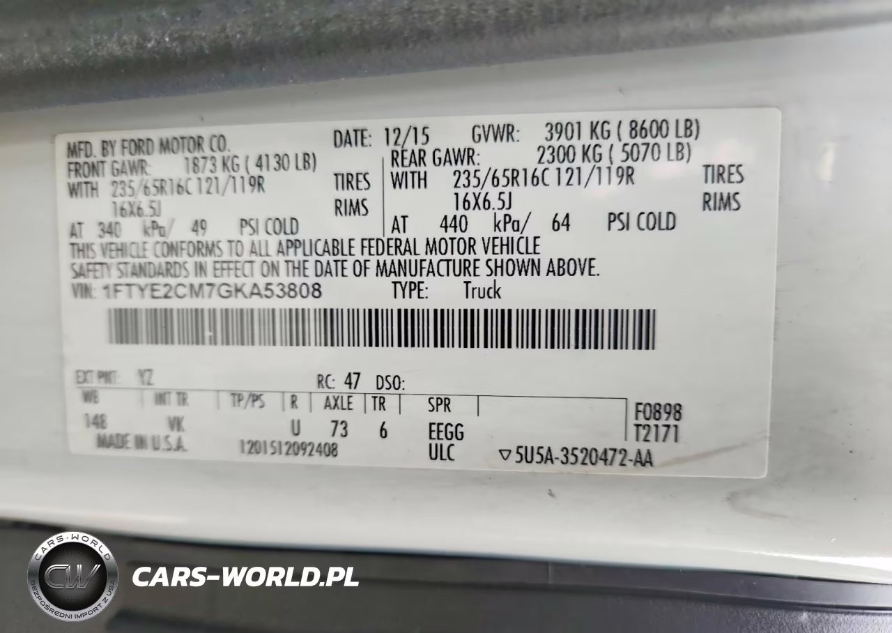 2016 Ford Transit T-150 VIN:1FTYE2CM7GKA53808 - 14