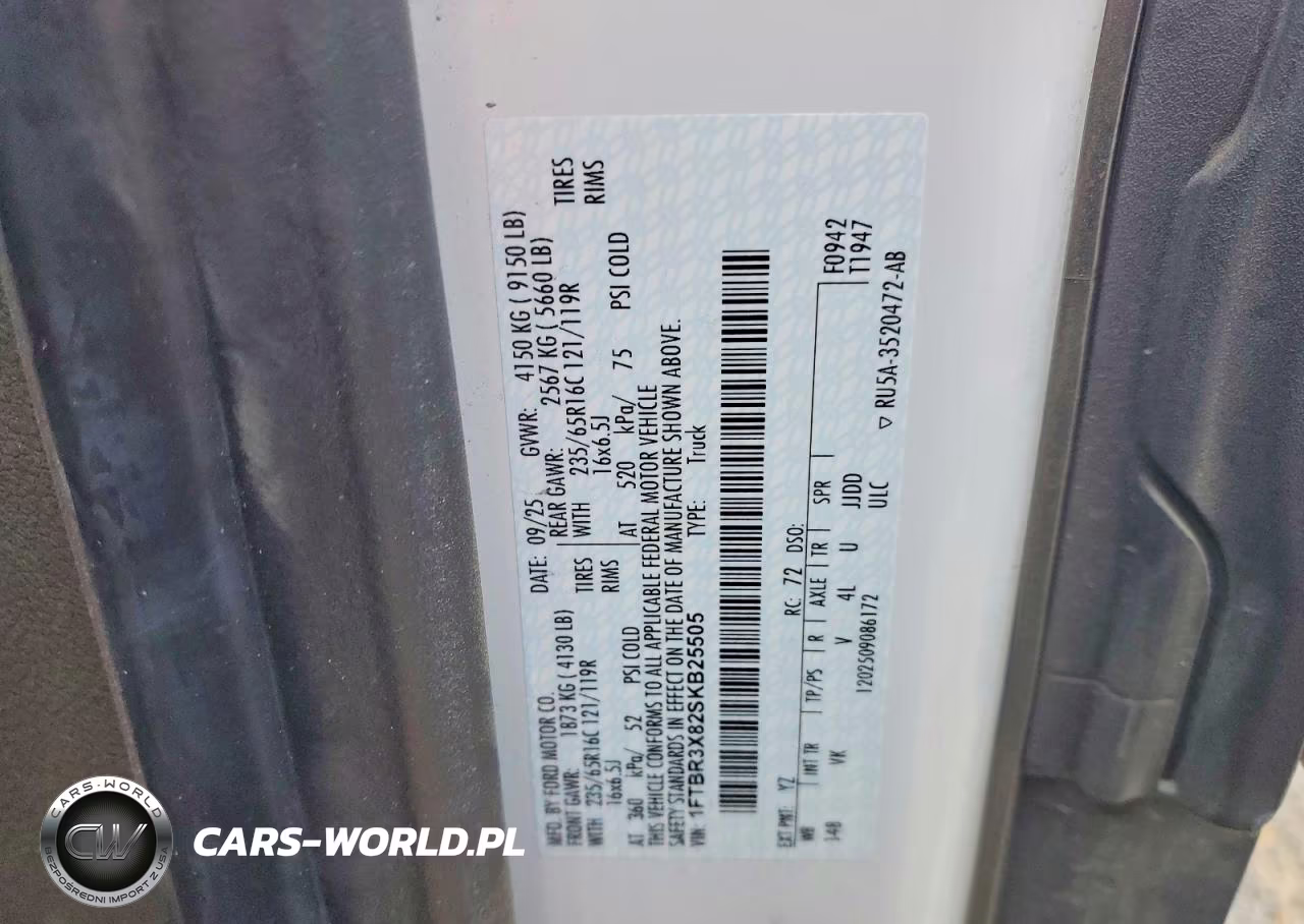 2025 Ford Transit T-250 VIN:1FTBR3X82SKB25505 - 14