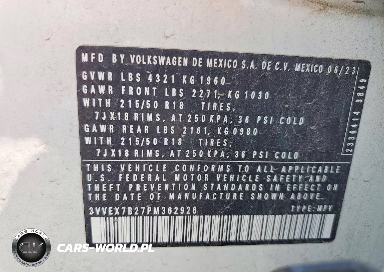 2023 Volkswagen Taos Se VIN:3VVEX7B27PM362926 - 14