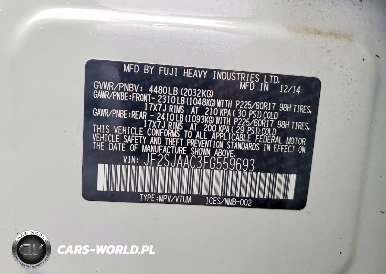 2015 Subaru Forester 2.5I VIN:JF2SJAAC3FG559693 - 13